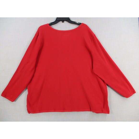 Woman Within Ribbed Plus Size Soft Knit Long Sleeve Top 30/32 3X Red - Picture 7 of 8